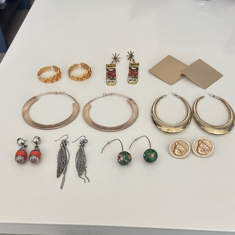 Gold and Silver Hoop Earrings Set